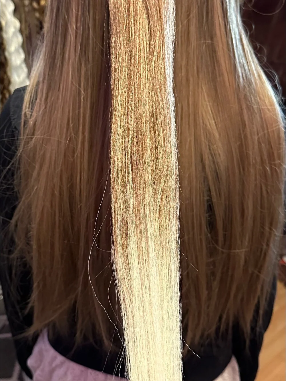 Long Straight Women's Hairpiece with Blonde and Light Brown Highlights